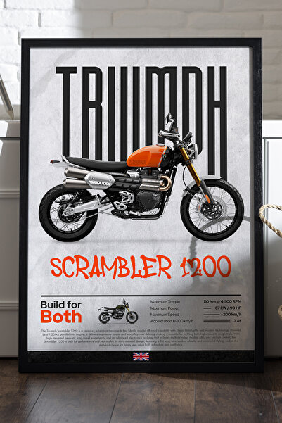 Duvarda Διακοσμητικός πίνακας τοίχου μοτοσικλέτας Triumph Scrambler 1200 με μ...