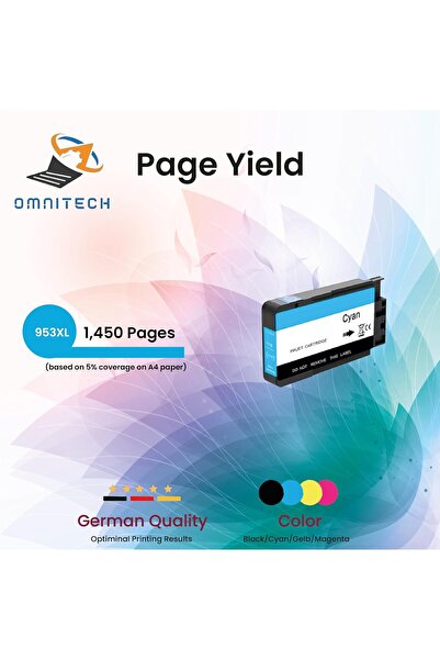 Generic 953XL Cyan Ink Cartridge - Compatible with Ink HP OfficeJet Pro 7720, 7730, 7740, 8210, 8720, 8730 (