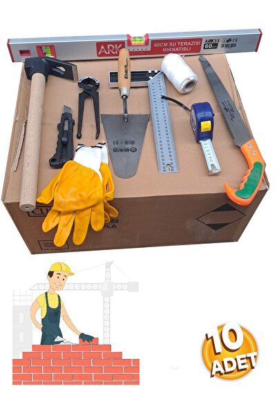 Depolife Inşaatcı Harç Sıva Beton Duvar Usta Alet Seti Mala Keser Kerpeten Su...