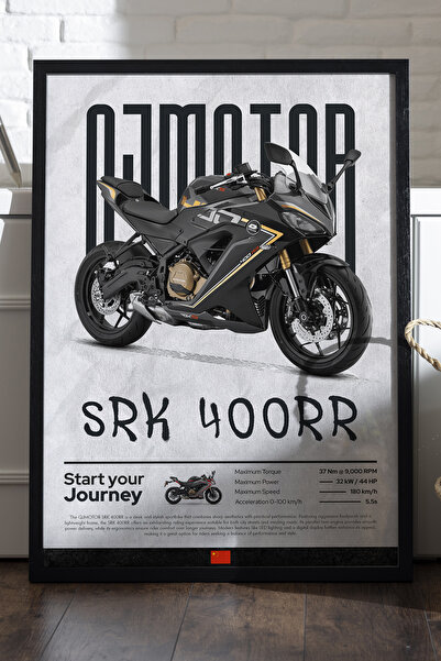 Duvarda Αφίσα QJ Motor SRK 400RR με μαύρο ξύλινο πλαίσιο, διακοσμητικός πίνακ...