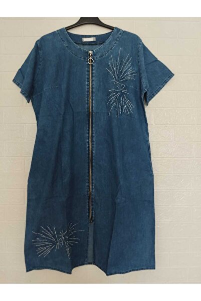 anne moda ankara Cotton Plus Size Denim Dress