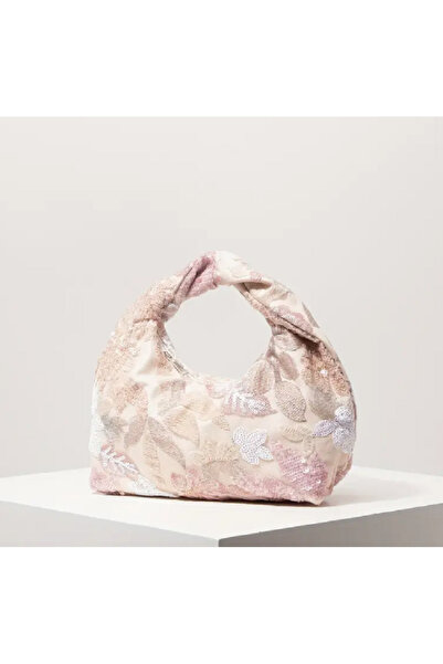 LUNA STUDİO Şık Çiçek Desenli Pullu El Çantası