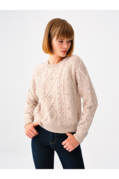 Loft Ekru Kadın Kazak LF2036977