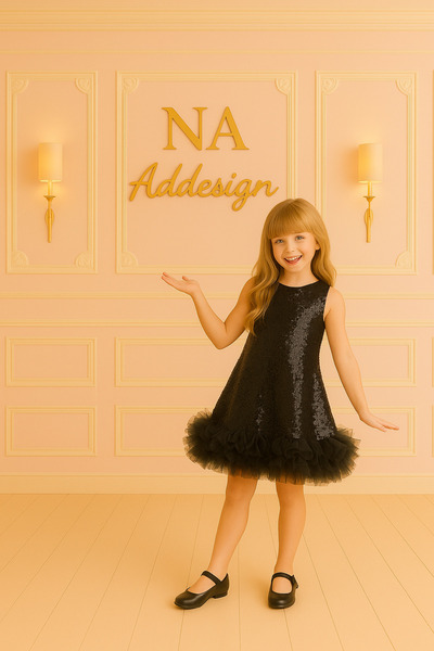 NA ADDESIGN Girls' Sequined Fluffy Tutu Dress - 4 Color Options (White, Fuchsia, Red, Black)