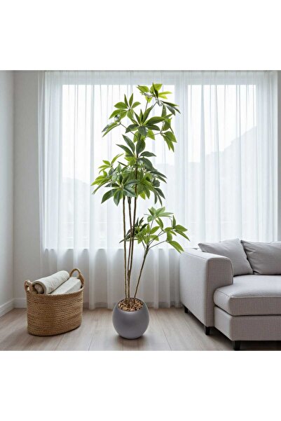 Casco Elegant Artificial Schefflera Tree in Grey Pot 195cm