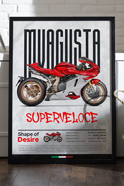 Duvarda Poster cu ramă din lemn negru MV Agusta Superveloce, pictură decorati...