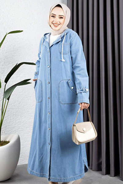 MissKybele Büzgülü Kapüşonlu Düğme Kapamalı Uzun Apoletli Kol Yıkamalı Tarz C...