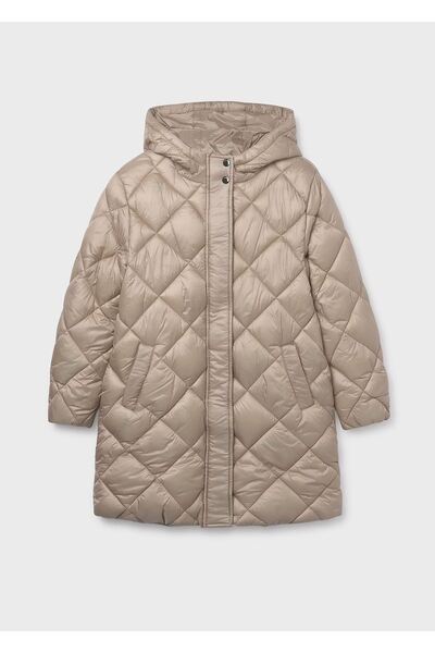 MAYORAL Kız Çocuk Dolgulu Yumuşak Tüylü Astarlı Uzun Kışlık Mont 7432 Krem