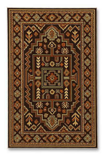 Rugs Modern Halı سجادة موسو ذات طابع القهوة ونقوش عرقية منسوجة بنمط قديم للدي...