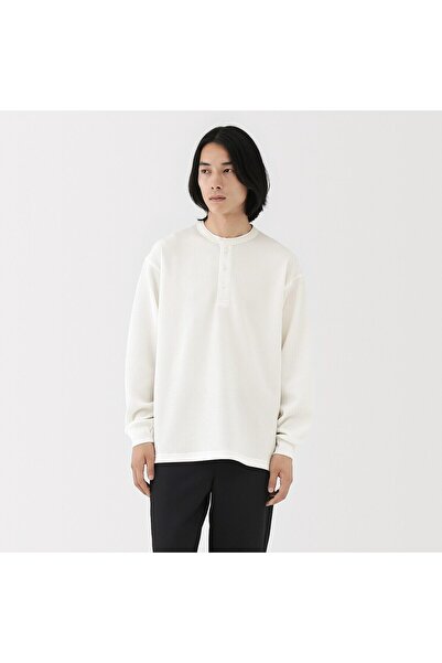 Muji تي شيرت سريع الجفاف بحماية من الأشعة فوق البنفسجية، برقبة وافل هنلي، وأك...