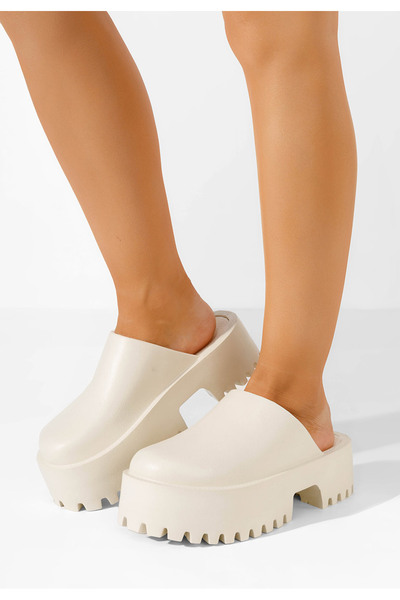 B T Shoes Béžové dámské dřeváky Ziora