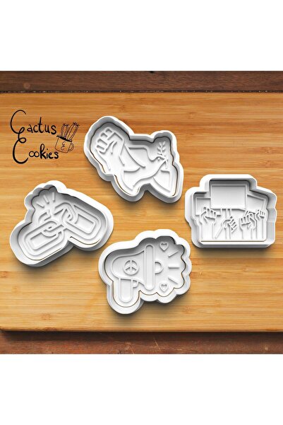 Hobist مجموعة من 4 قوالب للكوكيز والعجينة السكرية بتصميم ميتنج بروستو