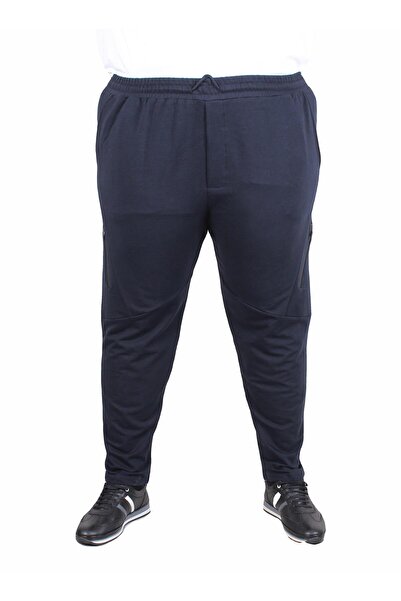 MocGrande Large Size Classic Sweatpants with Cross Zipper 25500 Navy Blue