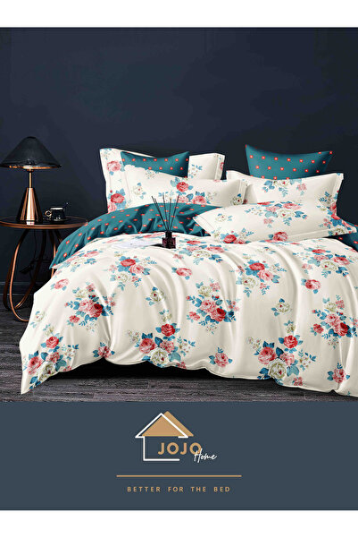 JOJO HOME Lenjerie De Pat, Cu Elastic, 6 Piese, Finet Premium, Model Floral