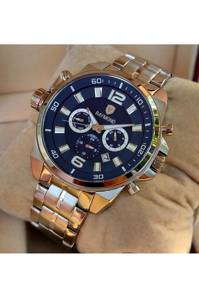 Raymond Steel Navy Blue Dial Men's Wristwatch