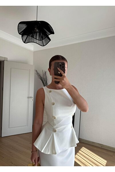 BAŞARAN White Vest with Buttons