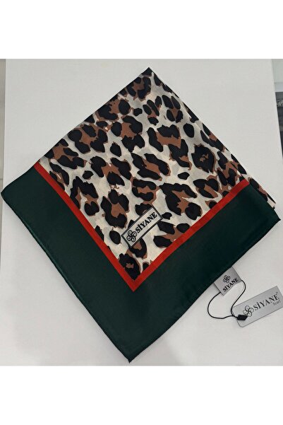 Siyane Leopar Desen Kristal Eşarp
