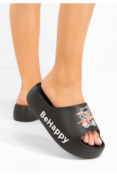B T Shoes Shirlene black platform slippers