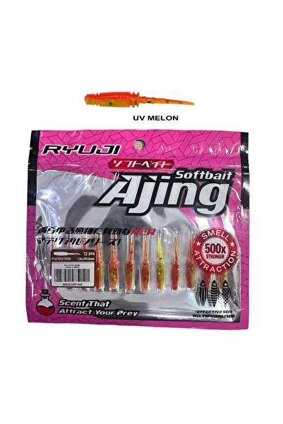 RYUJI Rock Worm 4cm Kokulu LRF Silikon Yem (12 adet) UV Melon