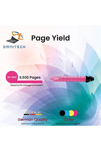 Omnitech خرطوشة حبر أرجوانية Omni Tech MP-2503 بديلة متوافقة مع طابعة Ricoh MP 2003 Aficio MP