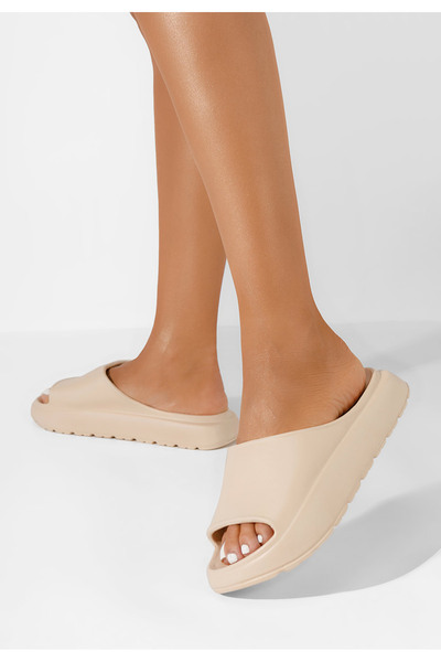 B T Shoes Béžové dámské letní pantofle Pelara