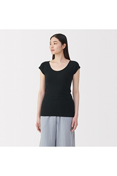 Muji Cotton Ribbed French Sleeve T-Shirt
