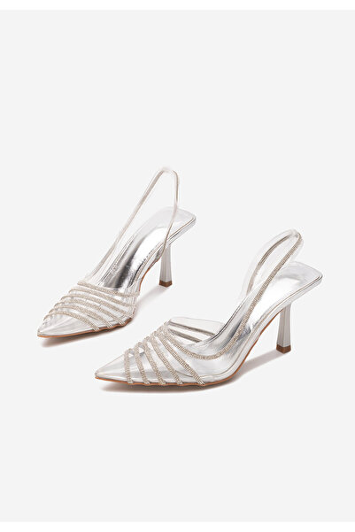 B T Shoes Stribrné lodičky do špičky Ella