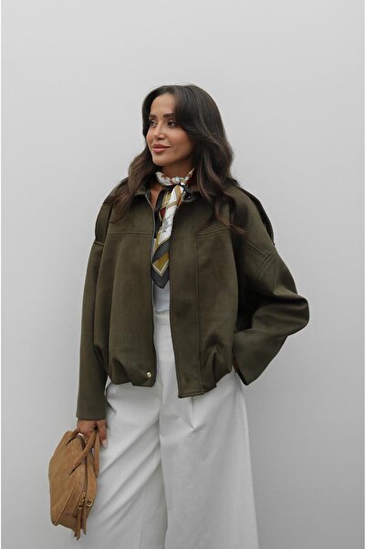 Havoş Χακί σουέντ μπουφάν Bomber
