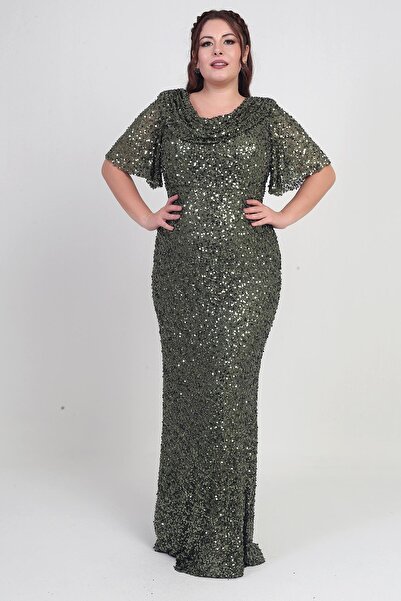 By Saygı Γυναικείο φόρεμα με κοντό μανίκι με γιακά με παγιέτες με επένδυση από λύκρα