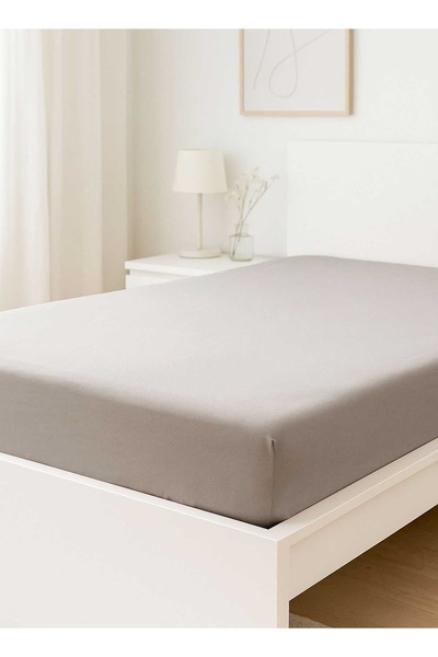 merland benvecocuk Single Flat Combed 100% Cotton Fitted Sheet 100X200 cm Newsheet Gray
