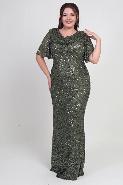 By Saygı Γυναικείο φόρεμα με κοντό μανίκι με γιακά με παγιέτες με επένδυση από λύκρα