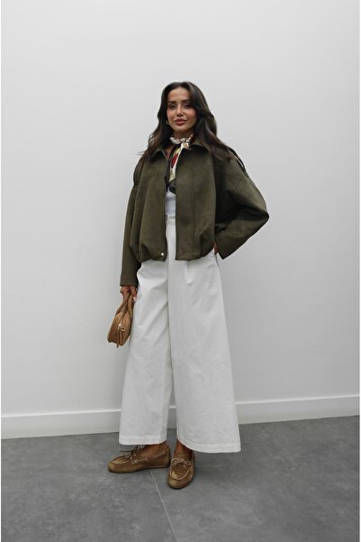 Havoş Χακί σουέντ μπουφάν Bomber