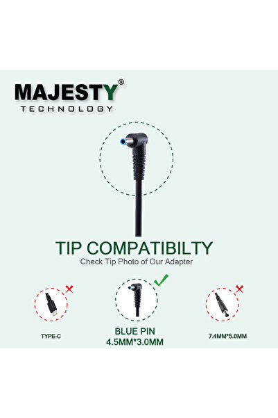 majesty Laptop Charger 65W 19.5V 3.33A Compatible with HP Pavilion X360 M3-U003DX