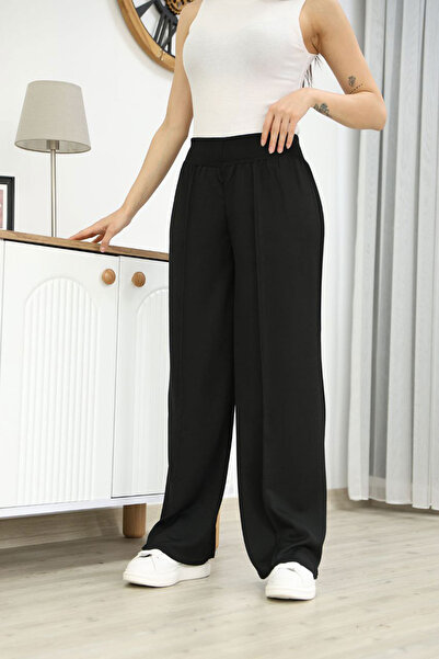 bacc Black Pleated Knitwear Trousers Bces-252035