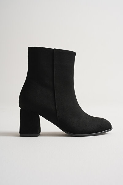 ROOC حذاء نسائي بكعب عالٍ من الجلد السويدي بسحاب لتقويم العظام - أسود