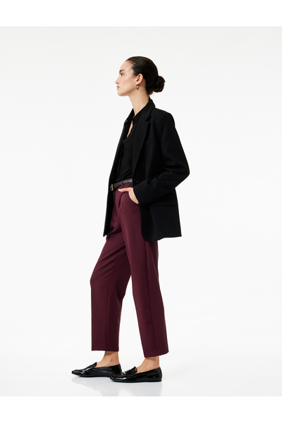 Koton Regular Fit Pocketed Belt Detailed Carrot Pants