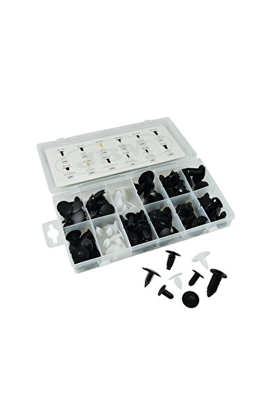 JBM Trusa clipsuri de plastic 52888, universale, negru pentru BMW, Nissan, Mazda, Opel, Ford, 128 bu