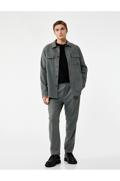 Koton Viscose Blend Winter Trousers with Pocket Detail and Elastic Waist