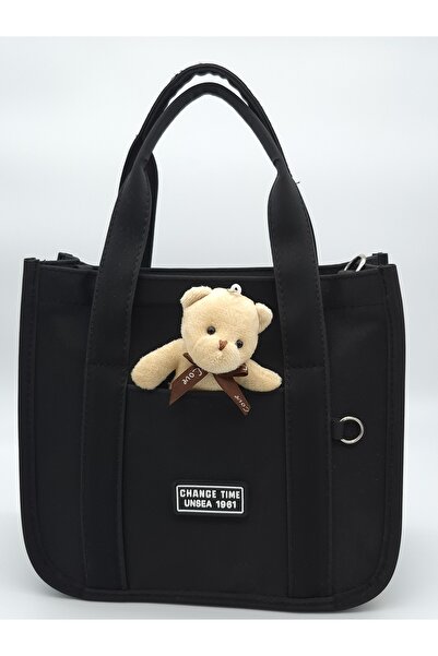 Silblack حقيبة نسائية أنيقة من القماش - لون أسود وأبيض، مزودة بسحاب، مع تعليق...