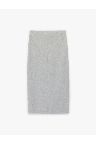 Koton Slim Fit Midi Ribbed Detailed Pencil Skirt