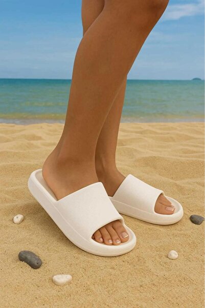 şeker shoes Non-Slip & Drained Sole, White Color Sea, Pool, Beach Bathroom Slippers
