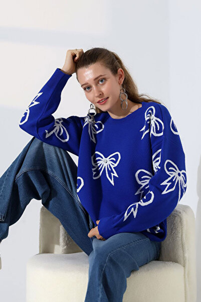 bacc سترة تريكو نسائية منقوشة بفيونكة من ساكس BCES-252045