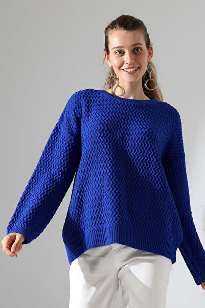 bacc سترة تريكو نسائية من Saks بياقة دائرية ونقشة مائية BCES-252008