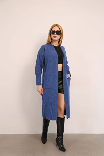bacc Cardigan tricotat texturat moale, lejer, indigo, pentru femei, BCES-252009