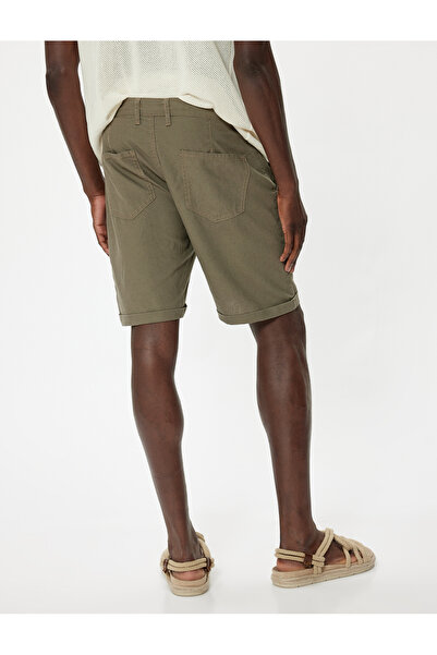 Koton Bermuda Shorts Chino with Pockets and Leg Detail Linen Blend