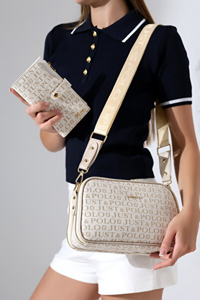 Just Polo JP 5-Compartment Adjustable Long Strap Shoulder Bag Wallet Combination