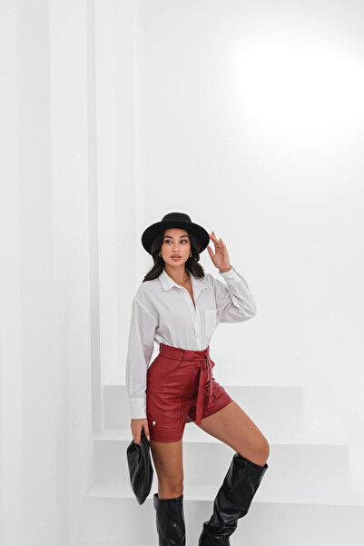 bacc Γυναικείο Μπορντό Σορτς με Ζώνη και Φαρδιές Τσέπες BCHN-25260086