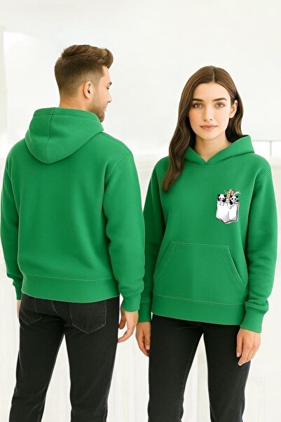 ArtYus Φούτερ με πολύχρωμο Panda στην τσέπη με τύπωμα με κουκούλα