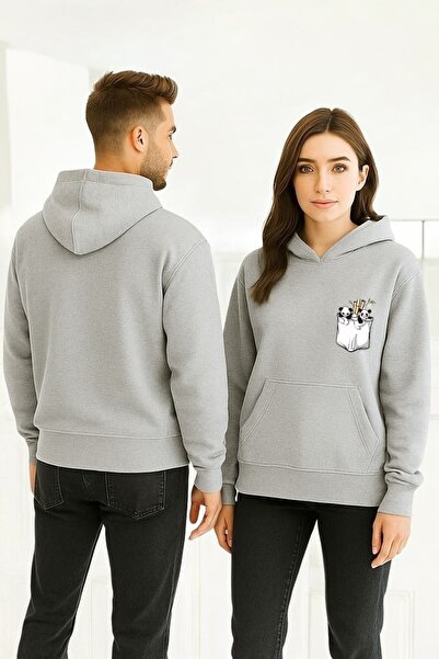 ArtYus Φούτερ με πολύχρωμο Panda στην τσέπη με τύπωμα με κουκούλα