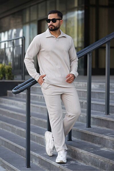 MFZ Giyim Honeycomb Bottom Top Pants and Lapel Collar Erkrk Sweat Set